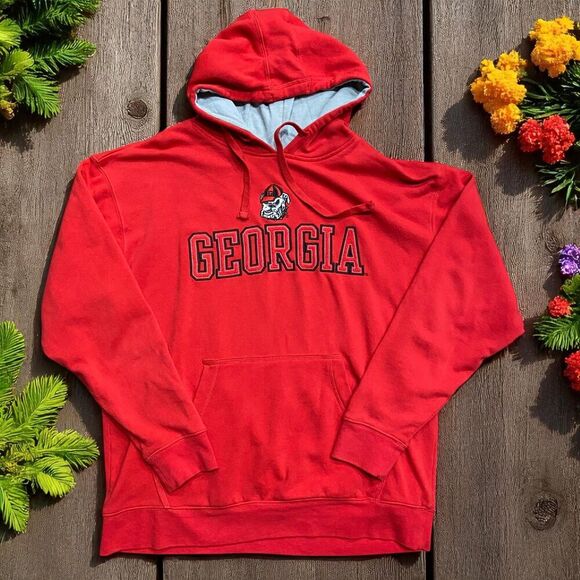 Champion NCAA UGA Georgia Bulldogs Pullover Red Black Hoodie Men's Size Large - Picture 1 of 8